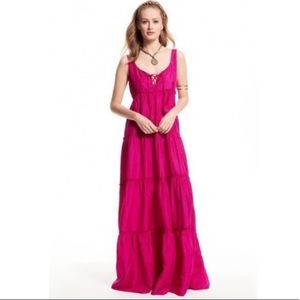 Calypso St Barth Nettie Laceup Silk Magenta Maxi Dress NWT